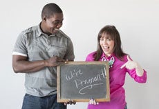 Couple announcing pregnancy Husband and wife announcing pregnancy
