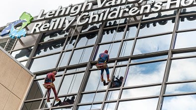Superhero window washers LVHN