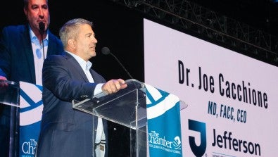 Jefferson CEO Joseph Cacchione, MD, says Lehigh Valley Chamber Milestone Award celebrates every LVHN colleague. 
