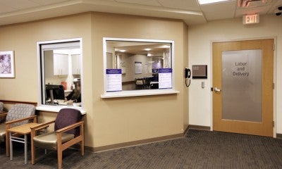 Labor and delivery waiting area of the Family Birth and Newborn Center at Lehigh Valley Hospital–Cedar Crest, located on the fourth floor of Jaindl Family Pavilion