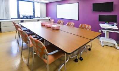 Patient education room in the Family Birth and Newborn Center at Lehigh Valley Hospital–Cedar Crest, located on the fourth floor of Jaindl Family Pavilion