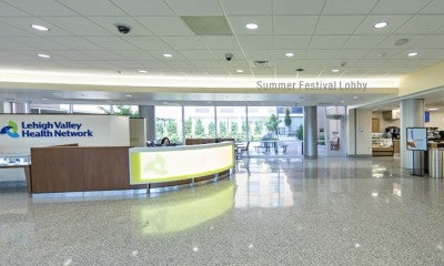 Family Health Pavilion information and welcome desk at Lehigh Valley Hospital–Muhlenberg (south entrance)