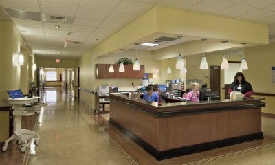 Nurses' station at the Center for Orthopedic Medicine, located in the 4815 building at LVHN–Tilghman