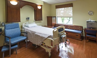 Patient room at the Center for Orthopedic Medicine, located in the 4815 building at LVHN–Tilghman