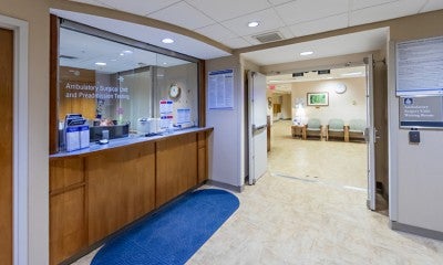 Ambulatory Surgical Unit and Preadmission Testing welcome desk, located on the second floor at Lehigh Valley Hospital–17th Street