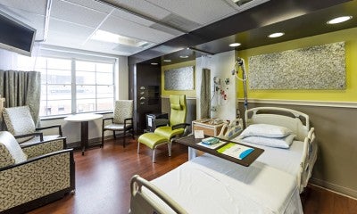 Patient room at the Inpatient Rehabilitation Center–Pocono, located on the second floor, Lehigh Valley Hospital–Pocono