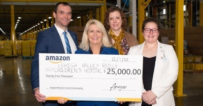 Hazle Township Amazon Employees Donate $25,000 to Lehigh Valley Reilly Children’s Hospital