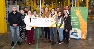 Hazle Township Amazon Employees Donate $25,000 to Lehigh Valley Reilly Children’s Hospital