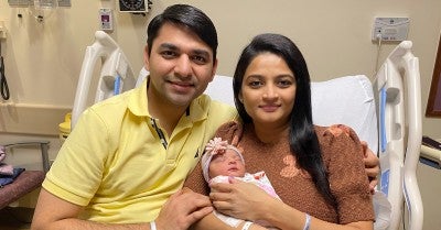 Pavan Garala and Shraddha Patel of Allentown with their newborn daughter.