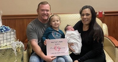 2023 First Baby Born at LVH–Pocono and her family
