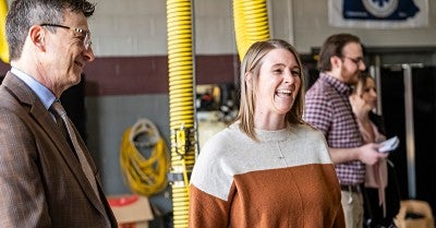 Northampton Regional EMS headquarters with those who had a hand in saving her life.