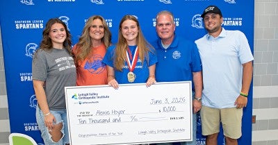 Notre Dame Green Pond’s Christian Rivituso and Southern Lehigh’s Alexis Hoyer were each named Lehigh Valley Orthopedic Institute’s 2025 Athlete of the Year.