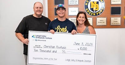 Notre Dame Green Pond’s Christian Rivituso and Southern Lehigh’s Alexis Hoyer were each named Lehigh Valley Orthopedic Institute’s 2025 Athlete of the Year.