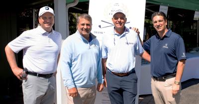 L–R Bob Begliomini, PharmD, EVP, Regional President, Jefferson Health–Lehigh Valley Region; Joe Cacchione, MD, CEO, Jefferson; Dicky Pride, PGA TOUR Champions winner; Nick Ragone, Esq., EVP and Chief Marketing and Communications Officer, Jefferson