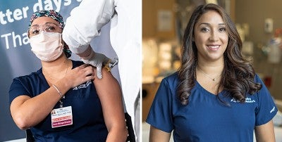 Chantal Branco, MSN, RN, Director, Patient Care Services at Lehigh Valley Health Network (LVHN), was the first health care worker at LVHN to receive her COVID-19 vaccine.