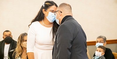 Marisol and Jesús Colón, couple renewed their wedding vows at the chapel at the Lehigh Valley Hospital–Cedar Crest 