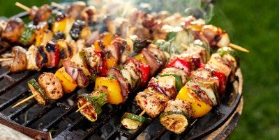 Chicken Kabobs on a grill