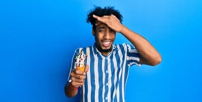 Man with brain freeze