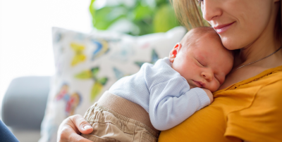 Woman holding a baby