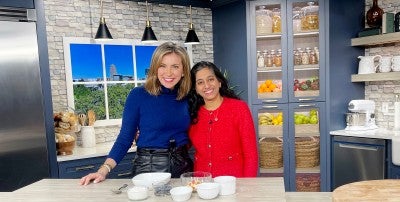 WFMZ’s Eve Russo and LVHN’s Nidhi Mehta, MD, in the TV station’s kitchen to share heart-friendly meals.