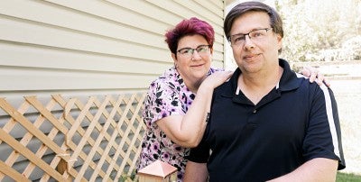 Duane Raible, a stroke patient at Lehigh Valley Hospital–Pocono, sitting with his wife.