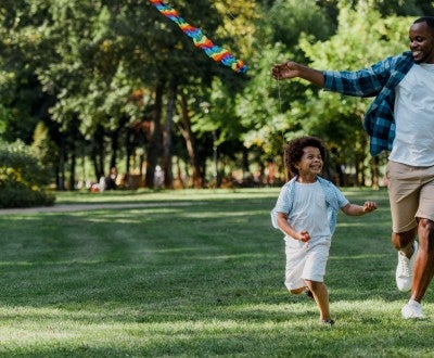 LVHN Bladder Cancer, Man running with son.