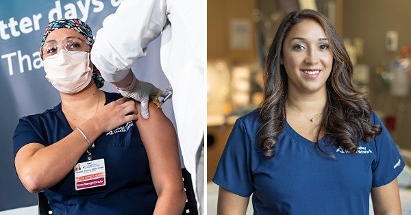 Chantal Branco, MSN, RN, Director, Patient Care Services at Lehigh Valley Health Network (LVHN), was the first health care worker at LVHN to receive her COVID-19 vaccine.
