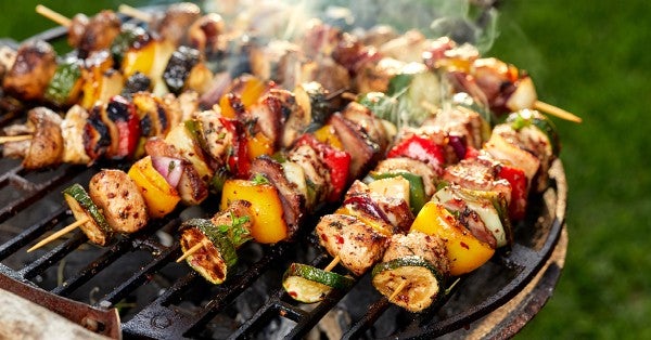 Chicken Kabobs on a grill