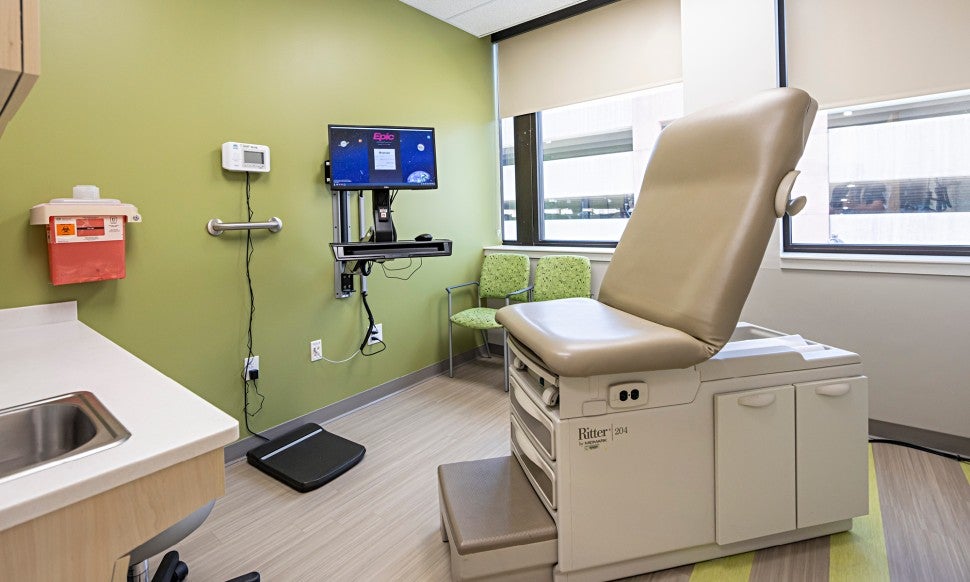 Clean and well-equipped exam room at LVHN ExpressCARE–Sixth Street