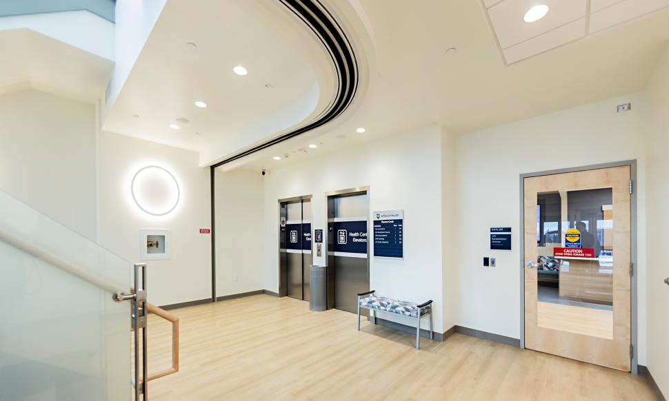 Health Center at Pocono Creek first floor lobby and elevators
