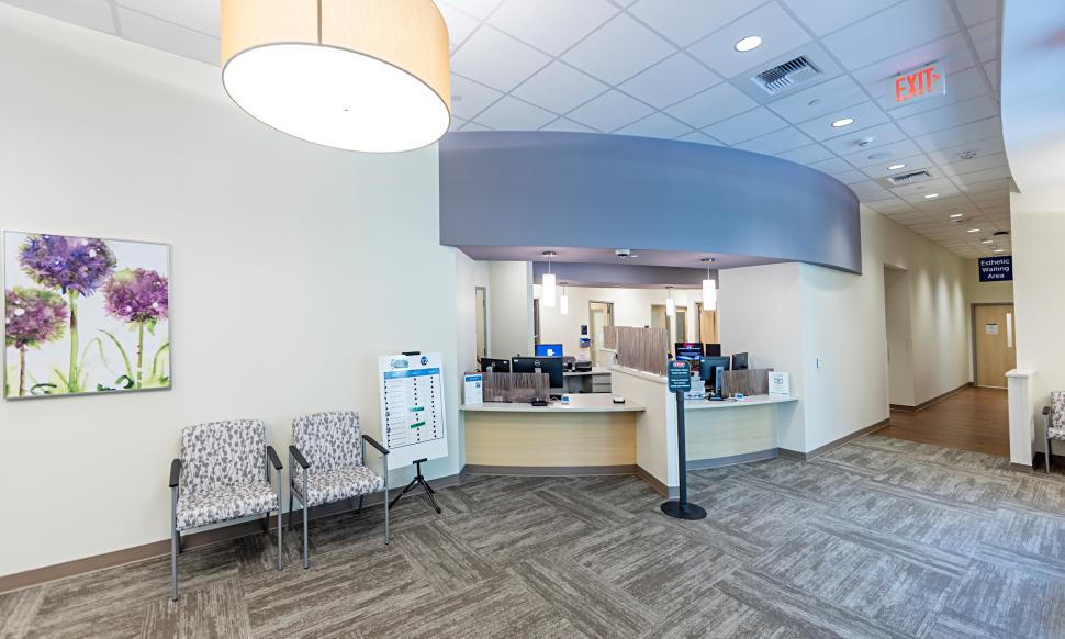 Check-in desk at LVPG Plastic and Reconstructive Surgery–Cedar Point