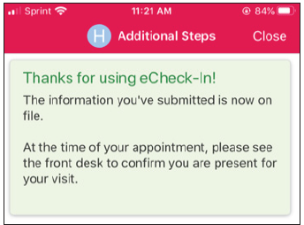 COVID-19 Video Screening eCheckin Step 5