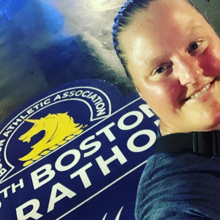 Katie Holmes at the Boston Marathon