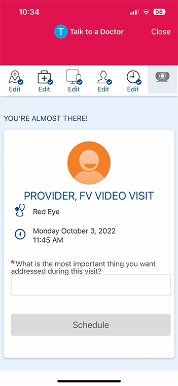 Expresscare Video Visit Step