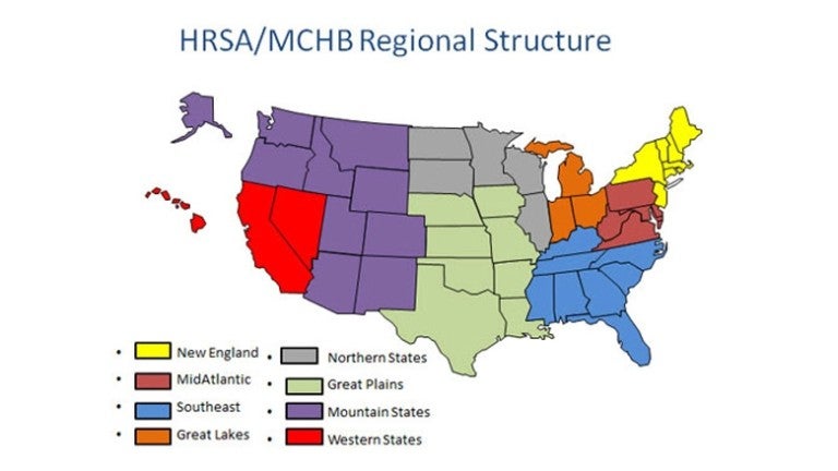 HRSA/MCHB Regional Structure Map