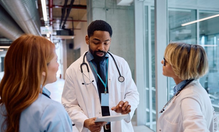 Clinical staff talking