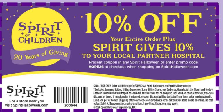 Present this coupon to save 10 percent on your purchase and have those savings donated to Lehigh Valley Reilly Children’s Hospital.