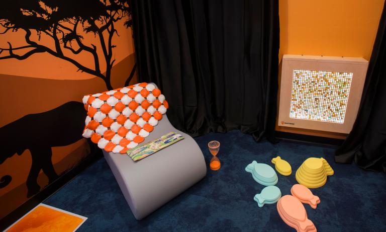 The calm room at Kalahari was thoughtfully designed and curated by renowned experts from Jefferson Health